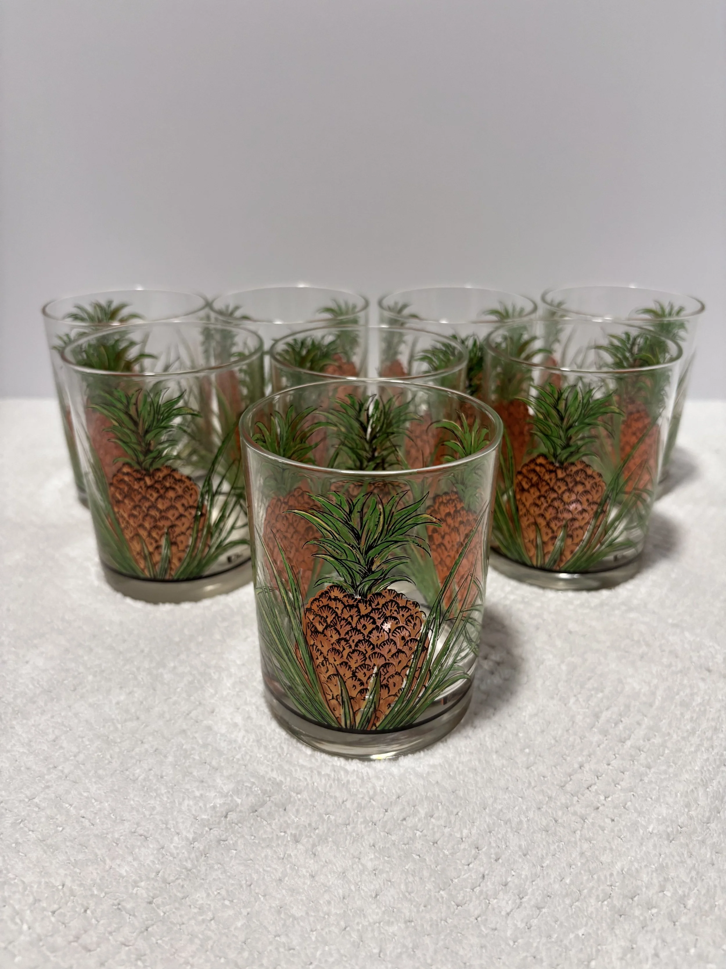 1960s Cera Glass Pineapple Cocktail Glasses - Set of 8