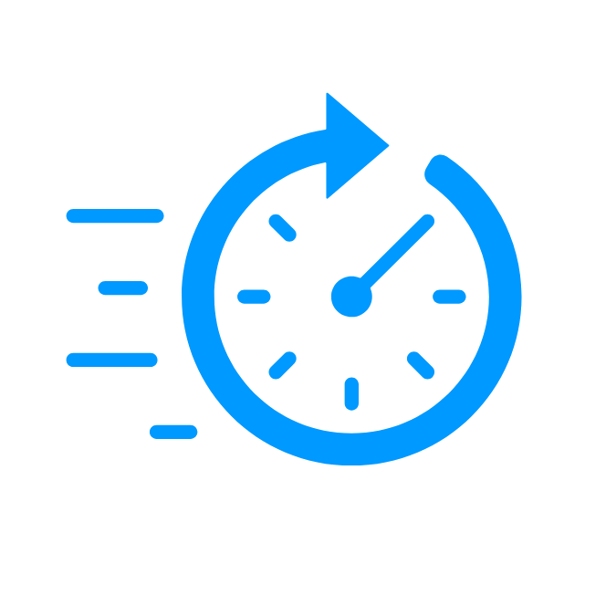 Stopwatch icon representing fast quoting, scheduling, and on-time delivery for precision machining projects.