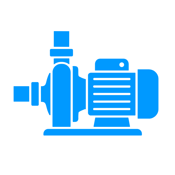 Pump system icon representing custom machined components for industrial pumps and fluid handling equipment