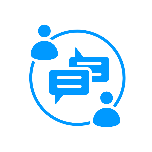 Communication icon representing clear project updates, realistic timelines, and dependable customer service