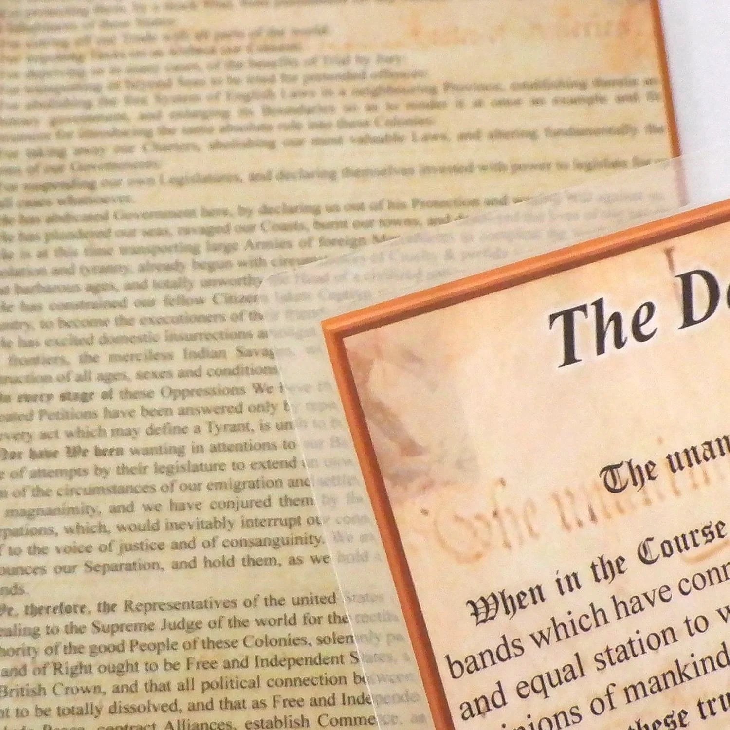 The Declaration of Independence thermally laminated.