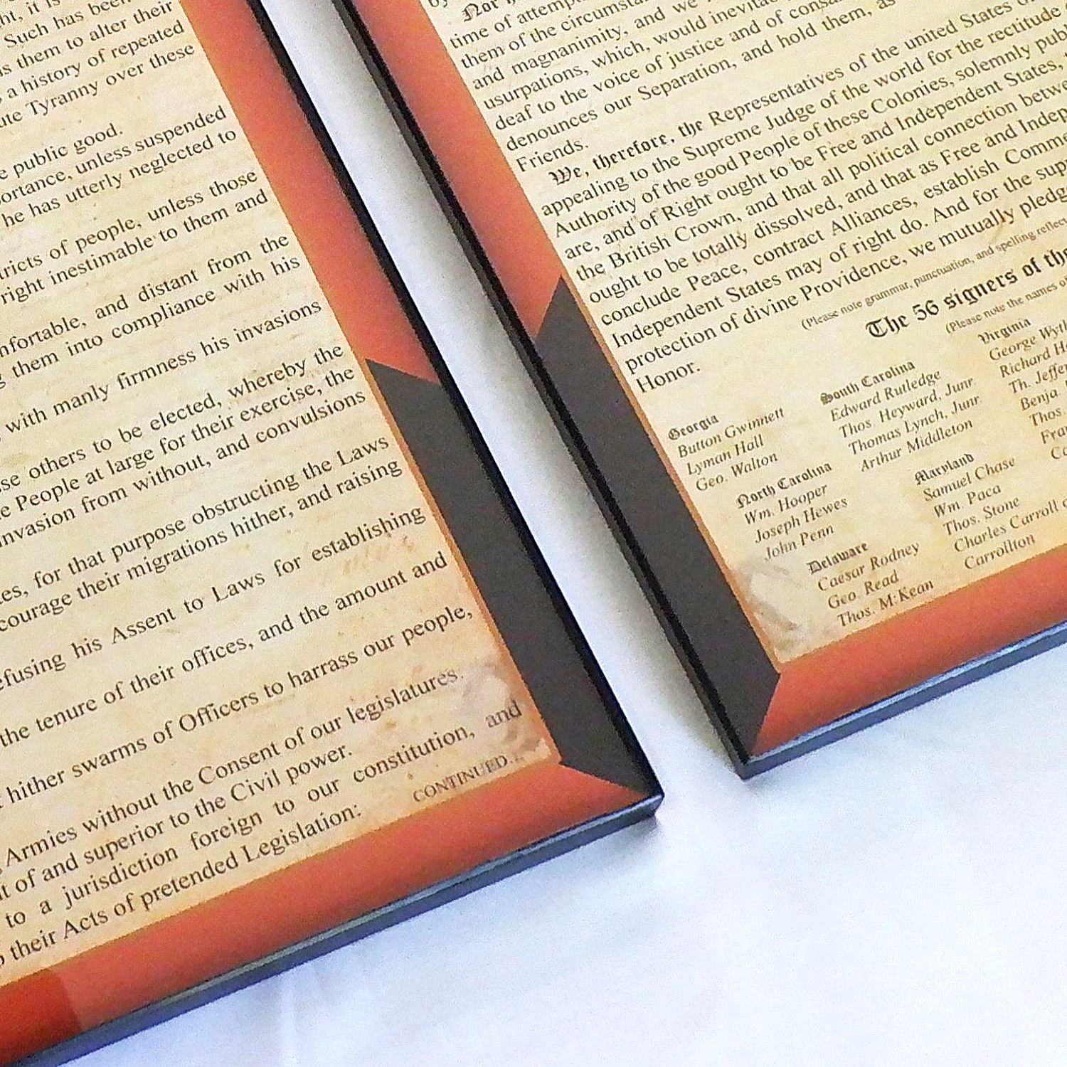 The Declaration of Independence matted and framed.