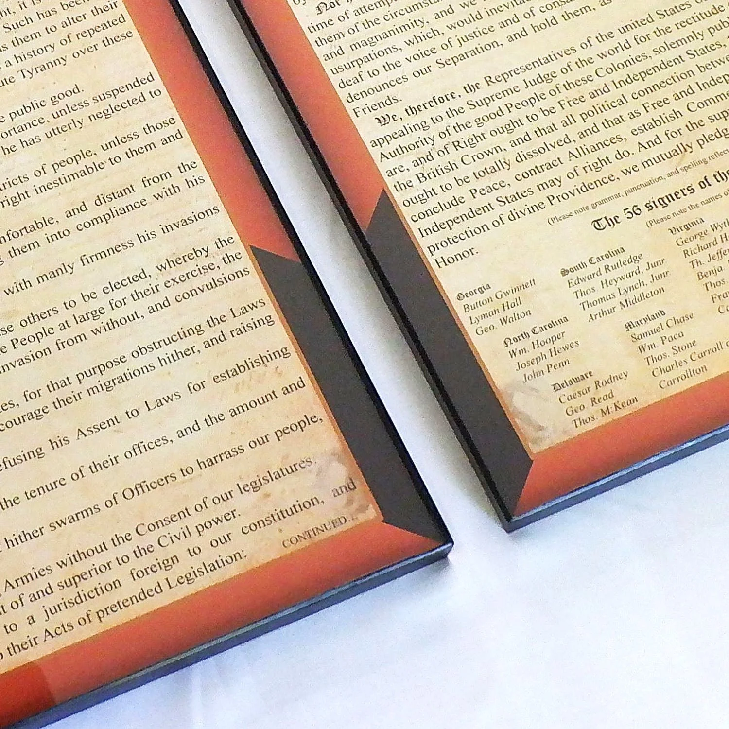 The Declaration of Independence (framed) Set of (2)