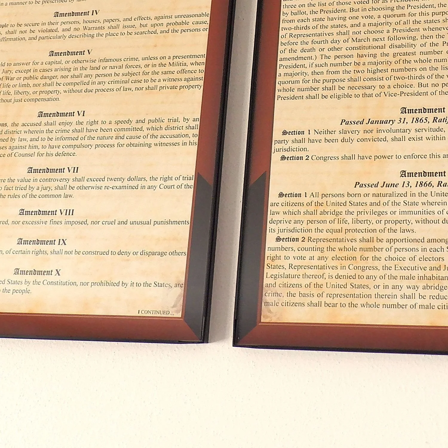The Bill of Rights matted and framed.