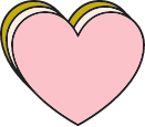 A pink heart with a black outline