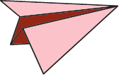 Illustration of a pink paper airplane with a brown paper airplane behind it