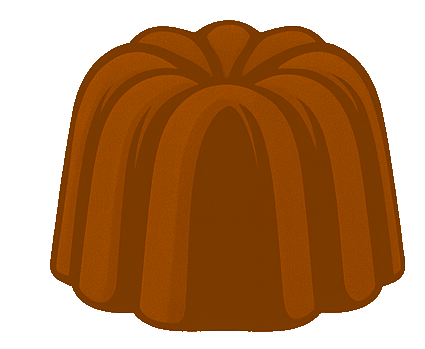 A brown Bundt cake with a decorative ringed pattern.