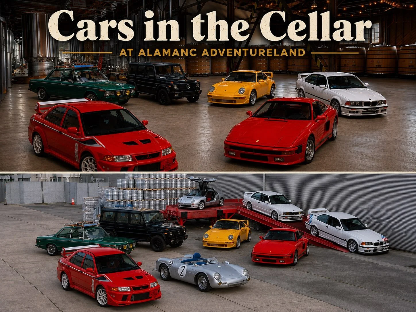 A CAR SHOW IN A SETTING YOU HAVE TO SEE TO BELIEVE. 🏁✨

On August 30, world-class automobiles roll into the heart of Almanac Adventureland &mdash; literally inside our working brewery.

Surrounded by towering 25-foot oak vessels and the soaring redw