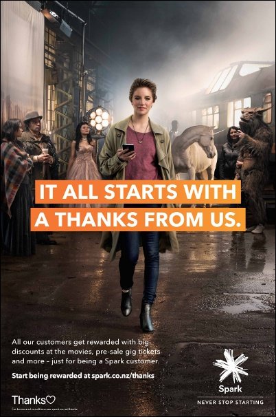Telecom to Spark rebrand campaign hero image from 2013