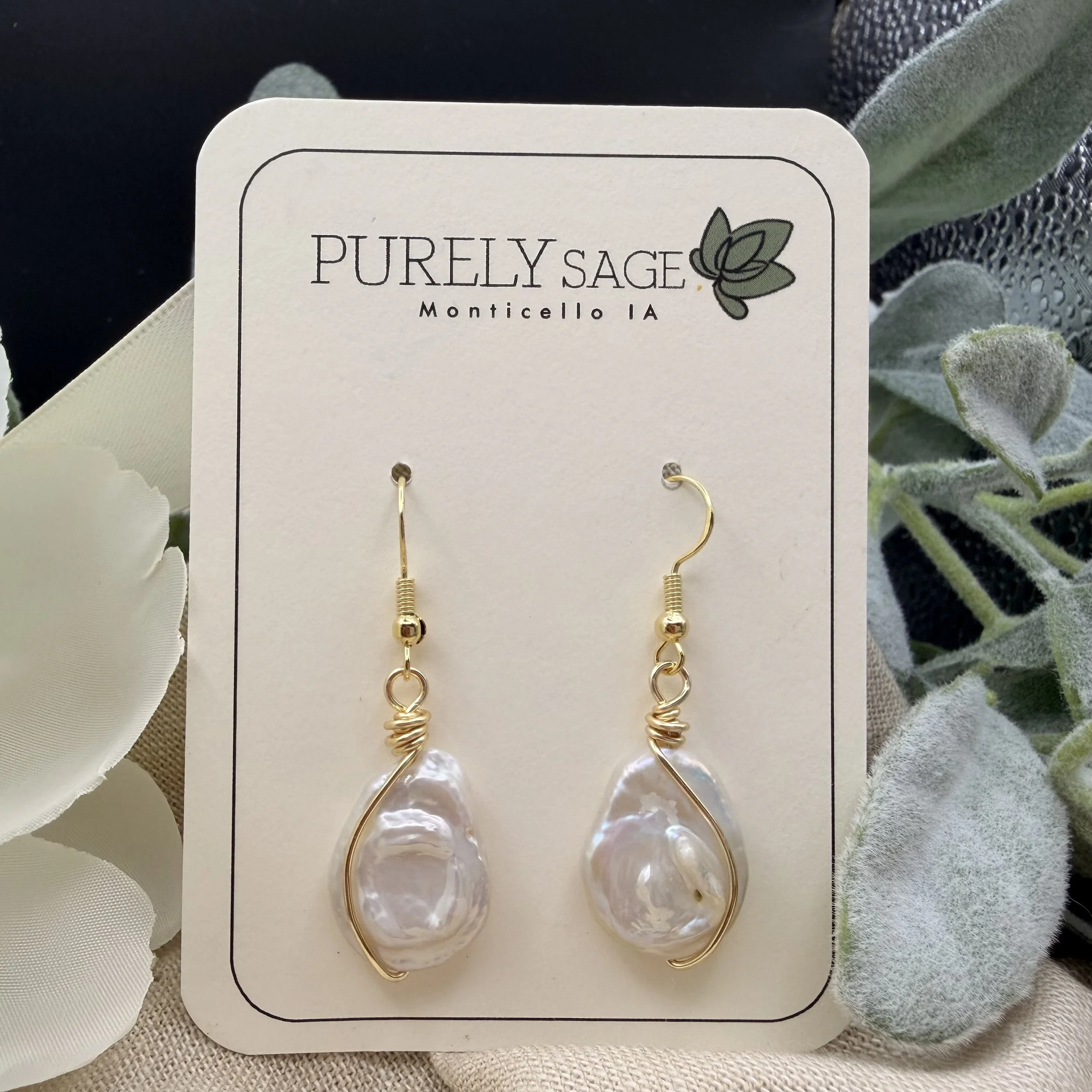 Golden Tide Coin Pearl Earrings