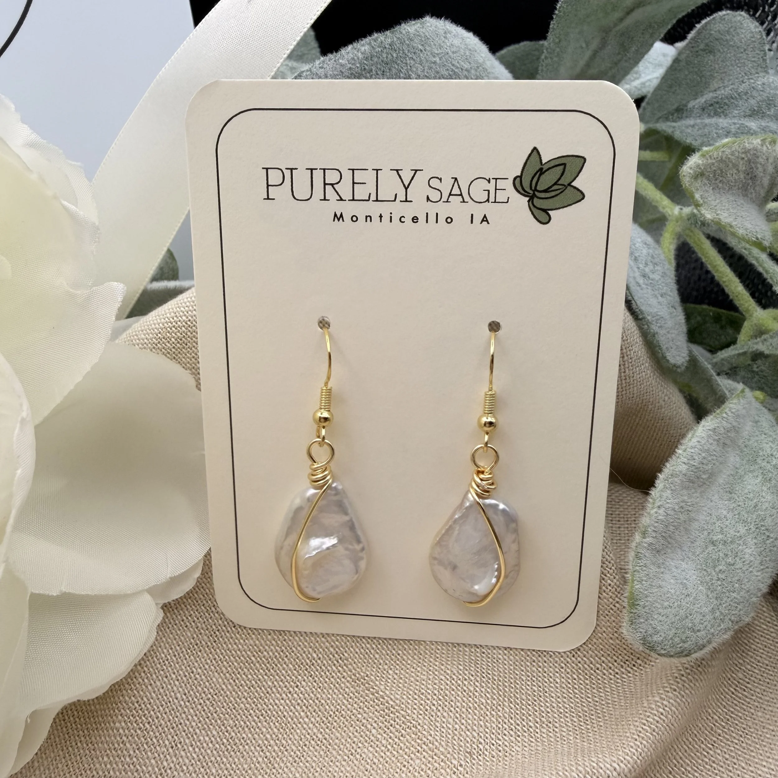 Golden Tide Coin Pearl Earrings