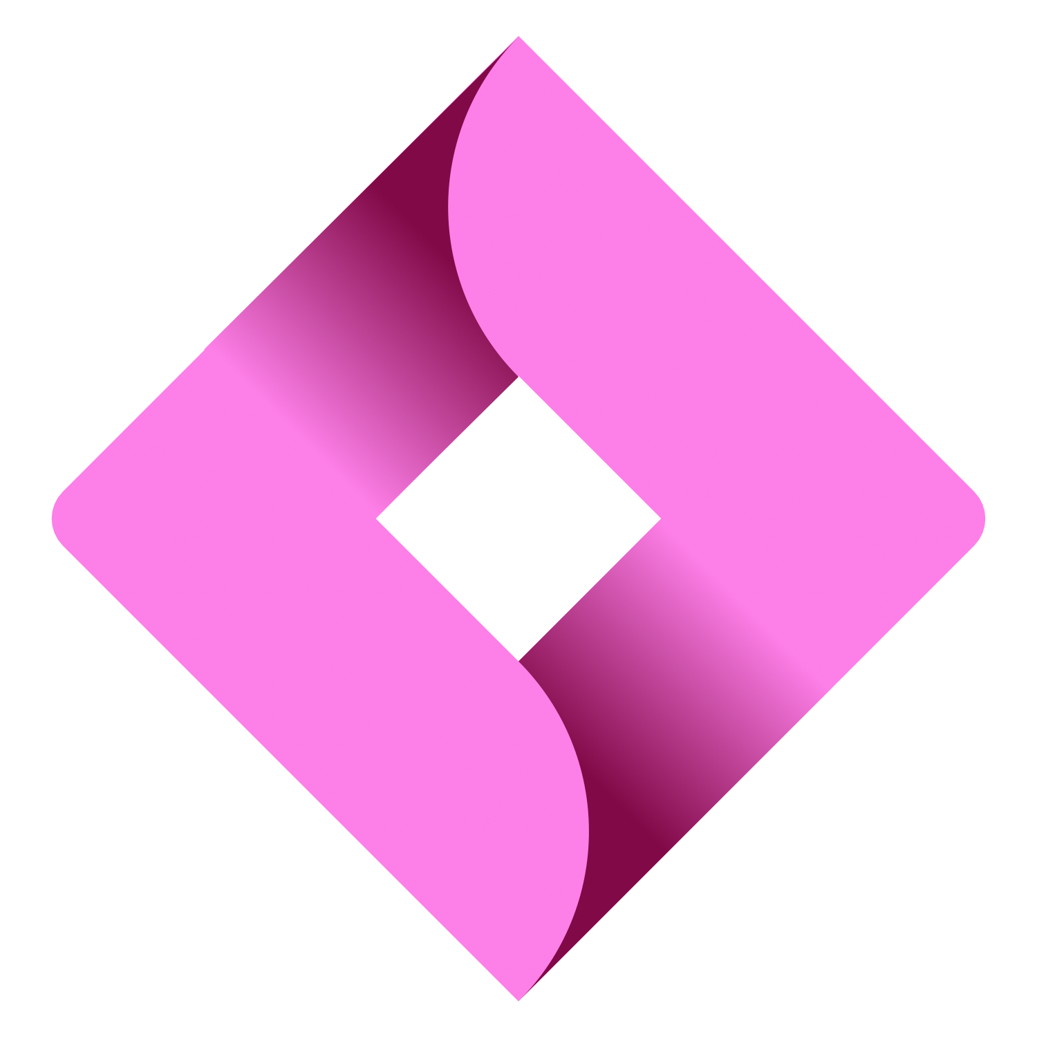 Katy Arnold Analytics Logo - Diamond shape with a gradient fill, from light to dark pink.