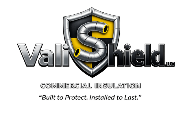 Vali Shield, LLC commercial and industrial insulation contractor logo. Built to Protect. Installed to Last. Serving Houston and surrounding areas.