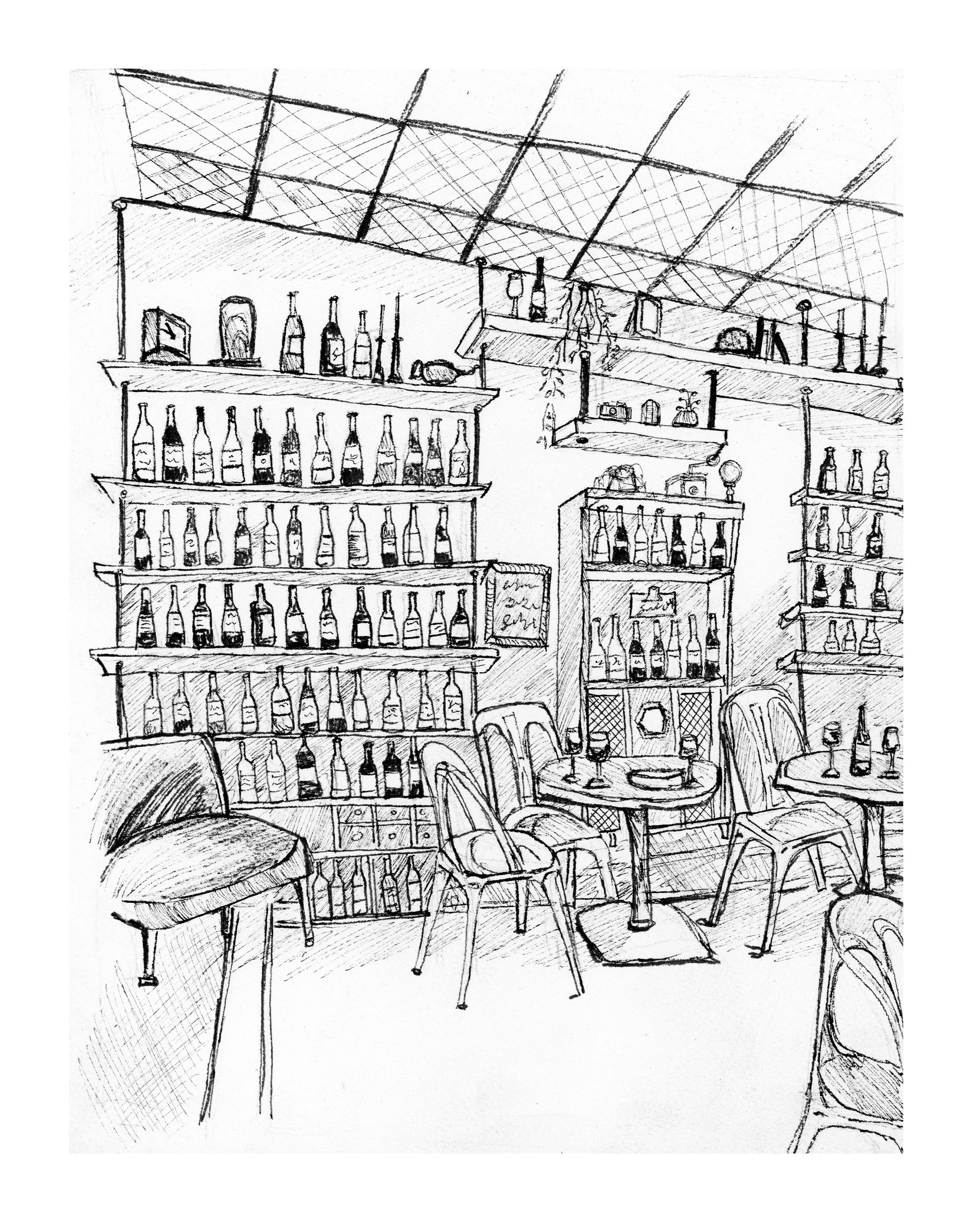 Wine Bar Sketch-Digital Download