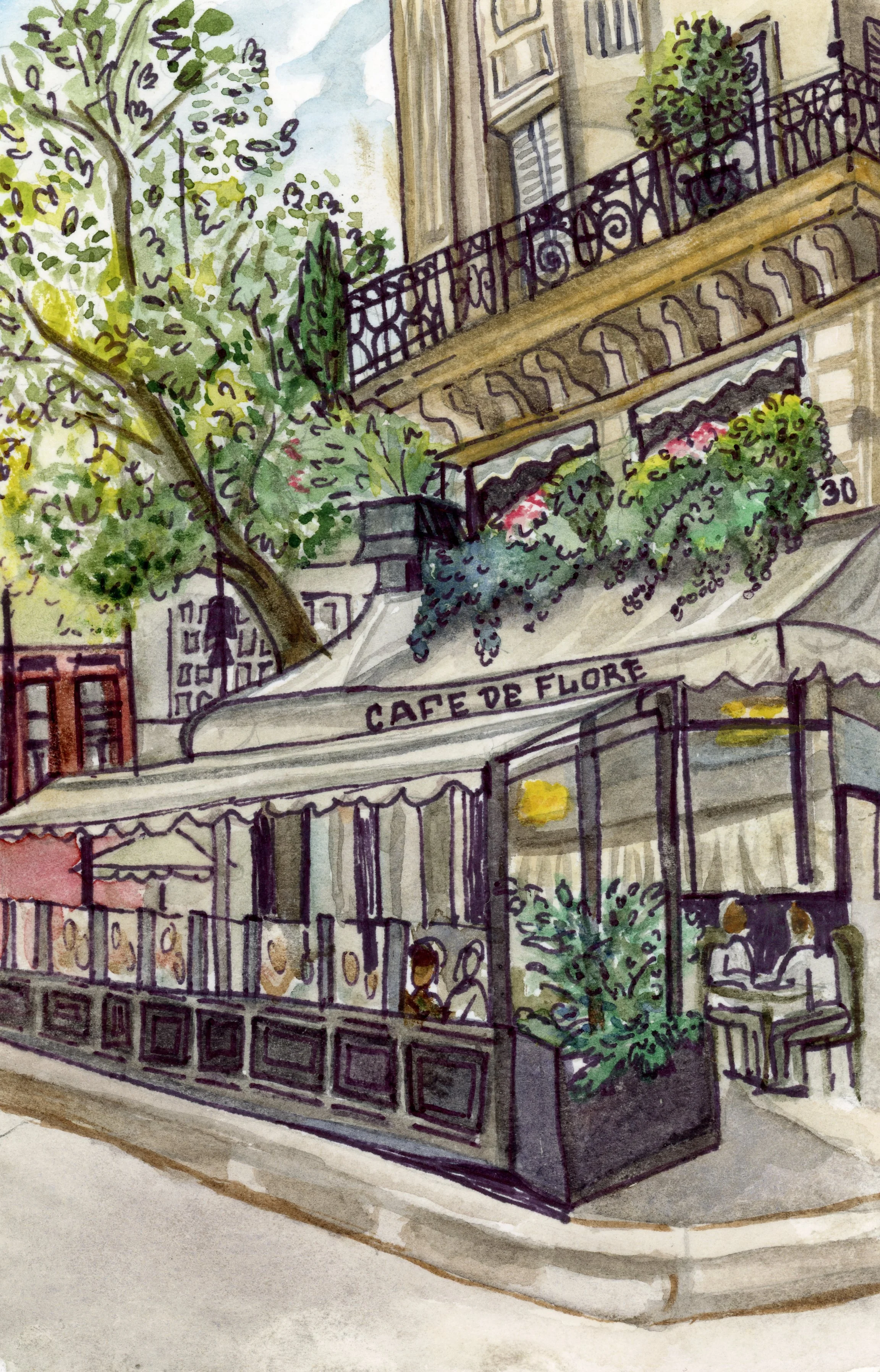 Café de Flore-Digital Art Print