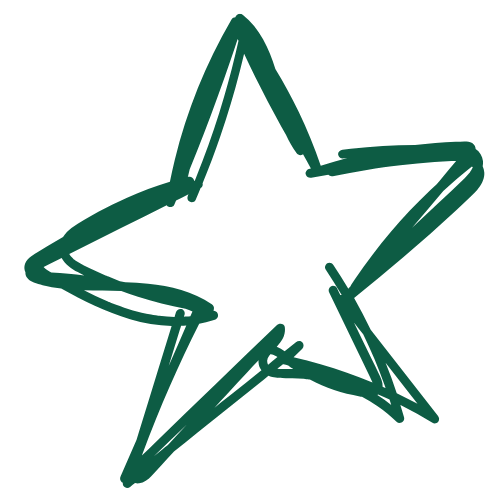 A neon green outline of a star with a lightning bolt design inside it.