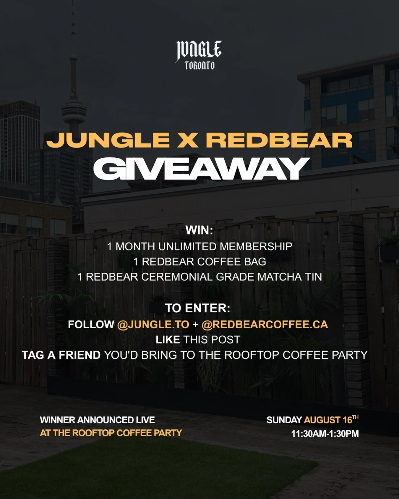 GIVEAWAY ☕️⚡️

We&rsquo;re teaming up with @redbearcoffee.ca to give one of you the ultimate Jungle x Red Bear package:

🏋️&zwj;♀️ 1 month unlimited Jungle membership
☕️ 1 bag of Red Bear coffee
🍵 1 ceremonial-grade Red Bear matcha tin

HOW TO ENTE
