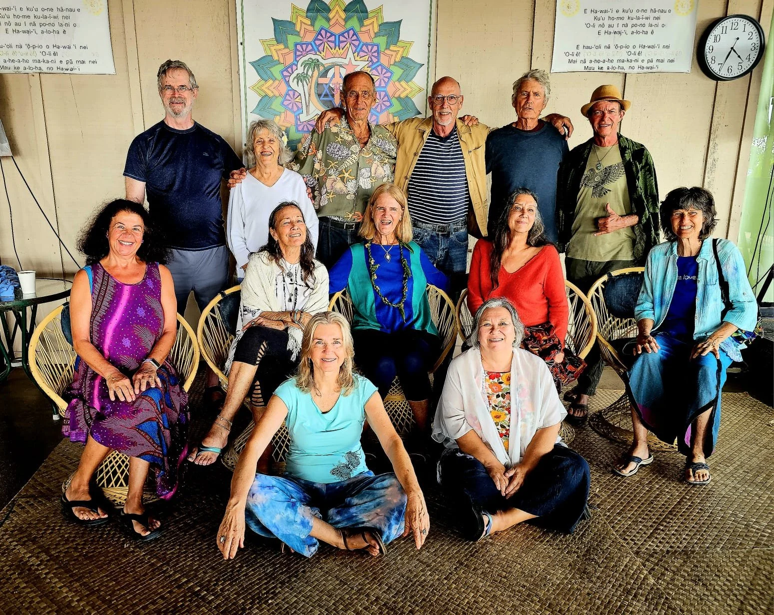 Community gathering on the lanai at New Thought Center of Hawaiʻi