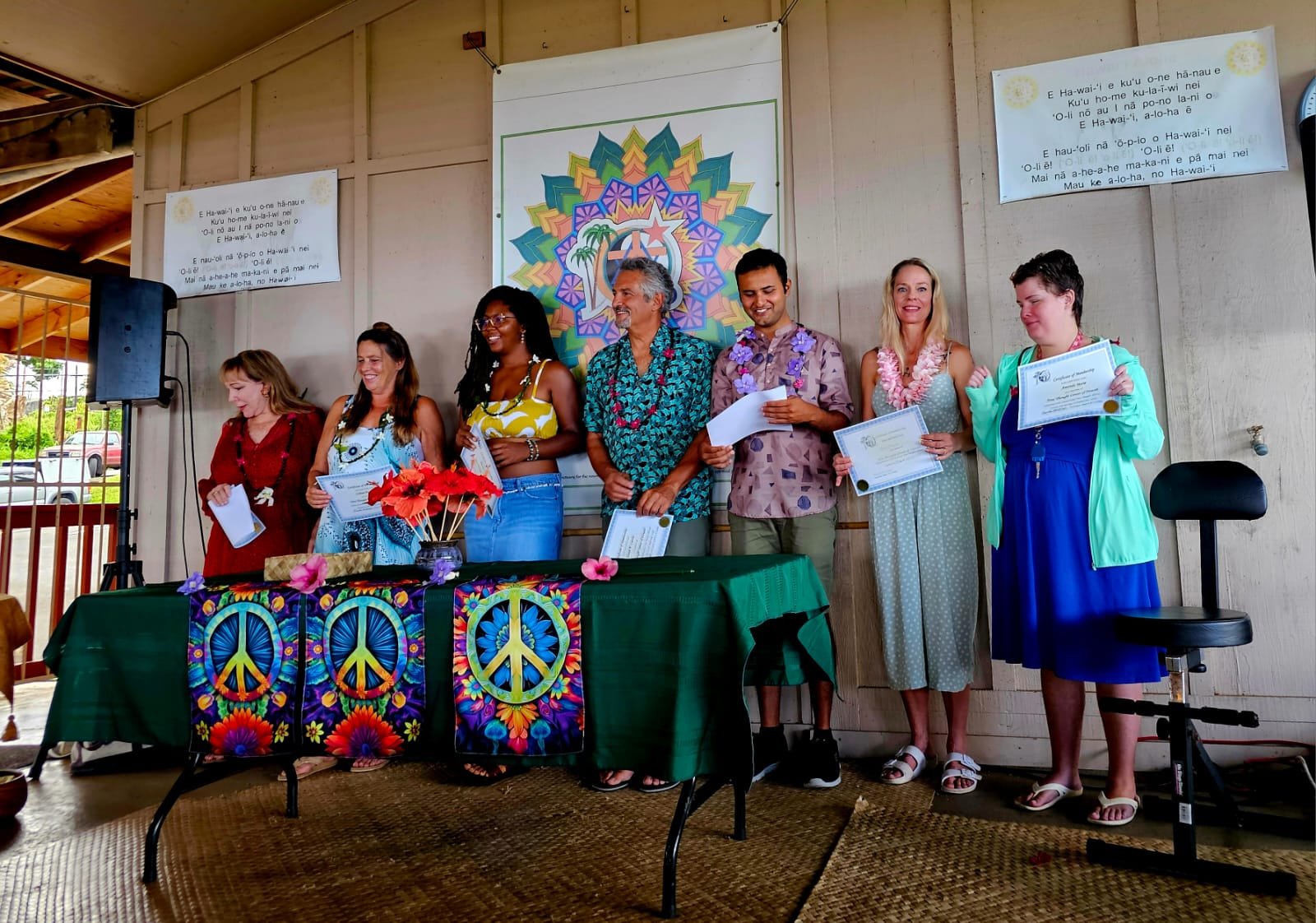 New Thought Center of Hawaiʻi members holding awards in Kealakekua