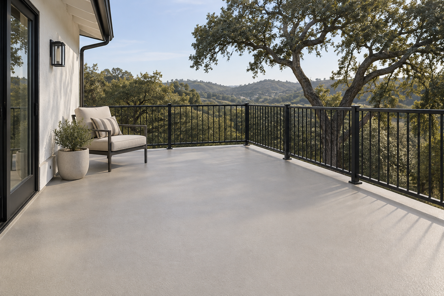 AI-generated deck waterproofing concept; not a completed Lineas project