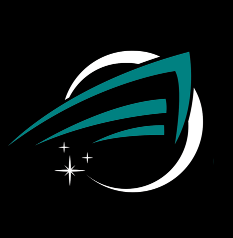 The Space Tourism Conference logo, a highly stylized white half moon with three stars and a green triangular slash resembling a cruise ship through the middle of it.