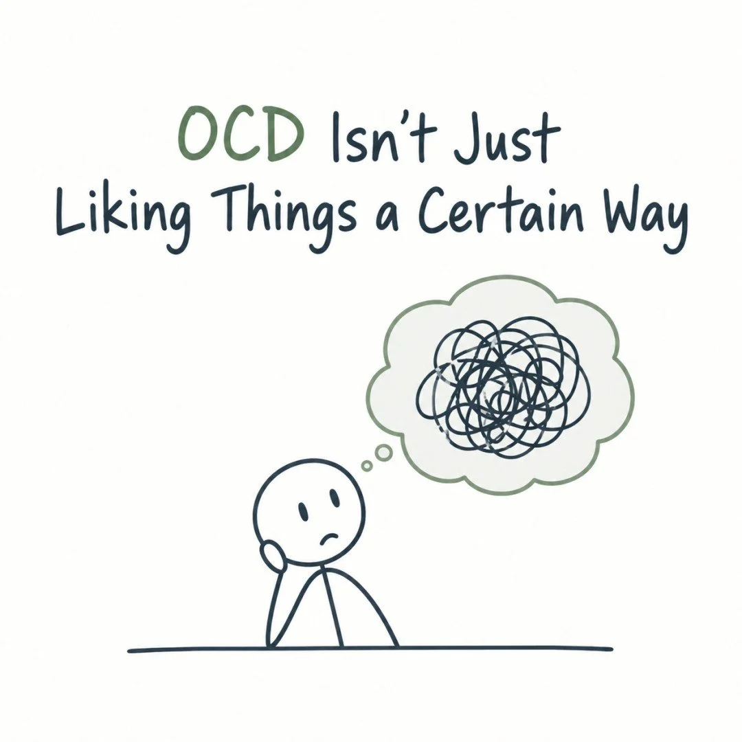 A lot of people hold off on OCD treatment because of things they've heard about it. Here are a few common myths.

"ERP means being thrown into your worst fear right away." Exposures are planned together and start at a level that feels chall