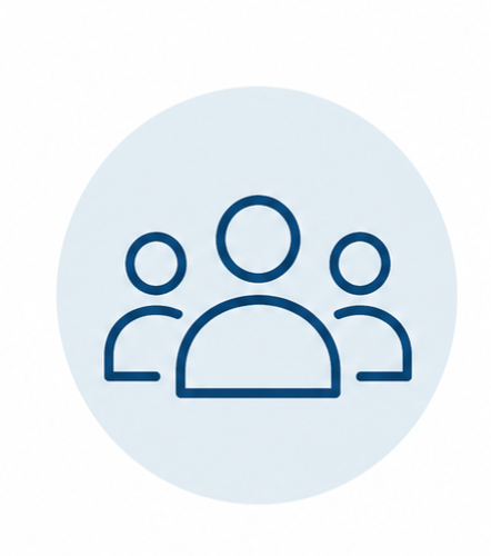 Icon of three people representing a group or team.