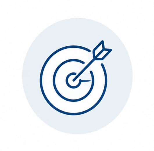 Icon of a target with an arrow hitting the bullseye.