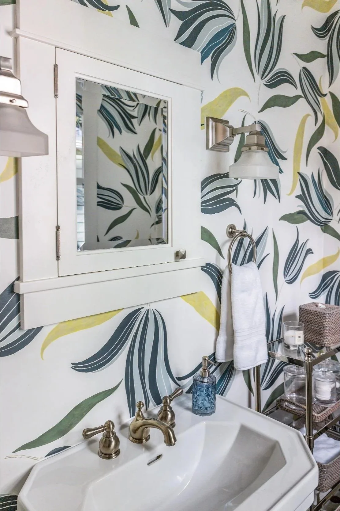 Charming Wallpapered Bath