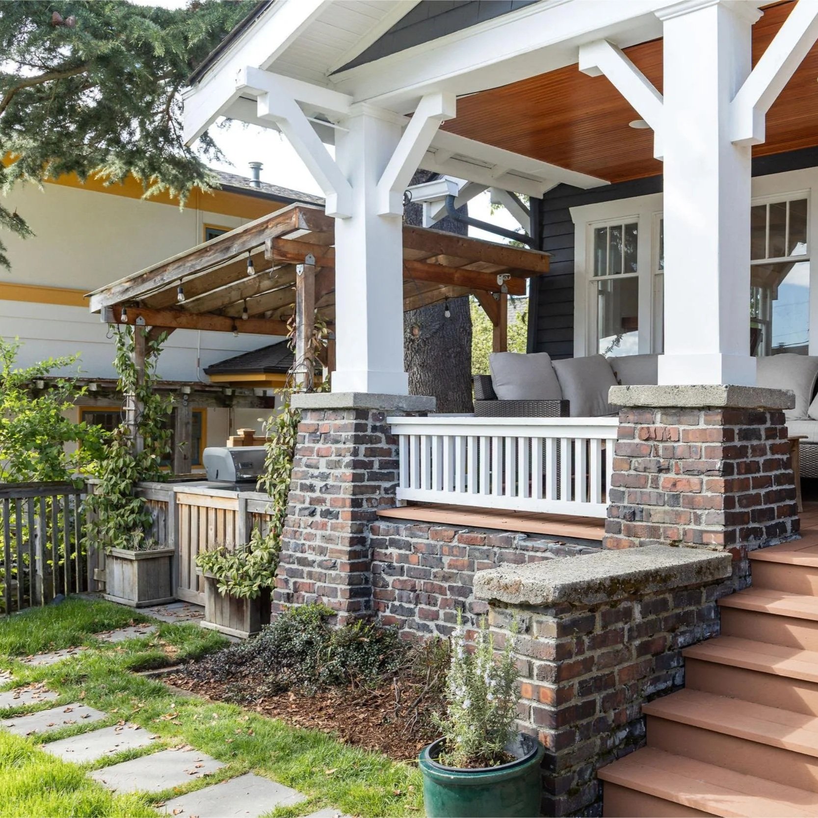 Front porch renovation of a Craftsman home