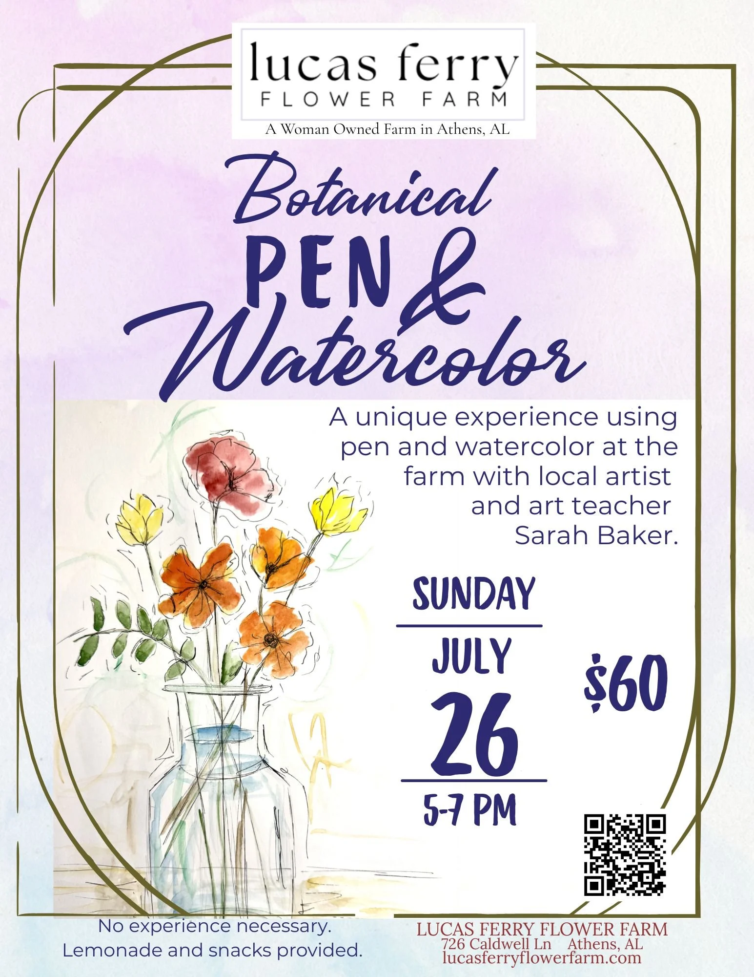 Botanical Pen & Watercolor Class