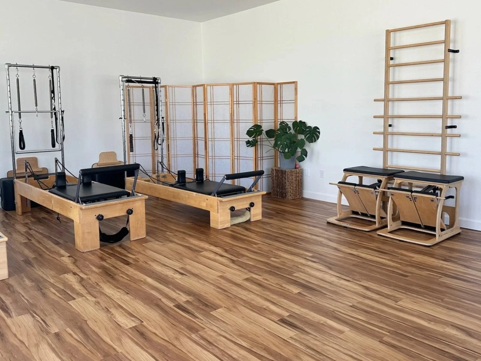 Bright, well-equipped Pilates studio with reformers and wall bars — Anatomy of Pilates studio partnership and curriculum licensing program for Pilates studio owners