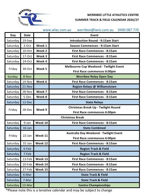 2026-2027 Summer Calendar