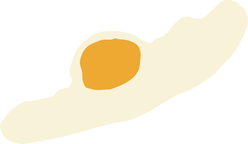 Illustration of a fried egg with a white oval-shaped yolk