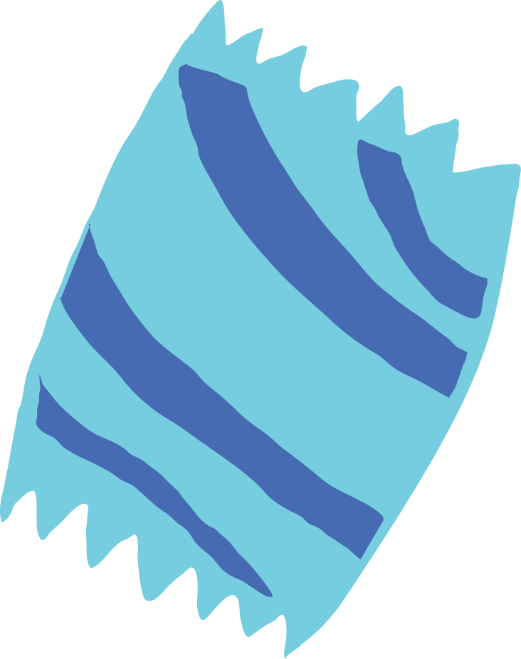 A torn light blue paper with dark blue wavy stripes.