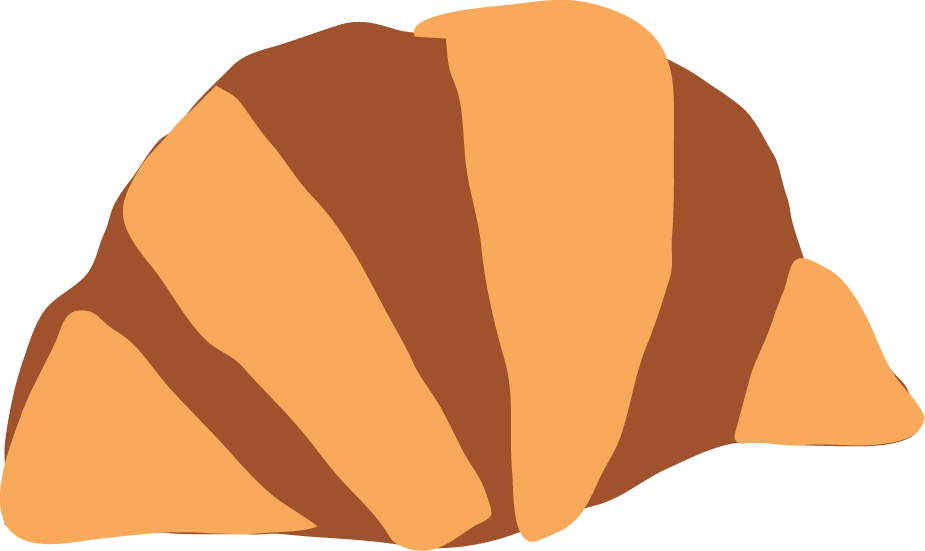 Illustration of a croissant pastry with a golden-brown exterior and flaky layers.