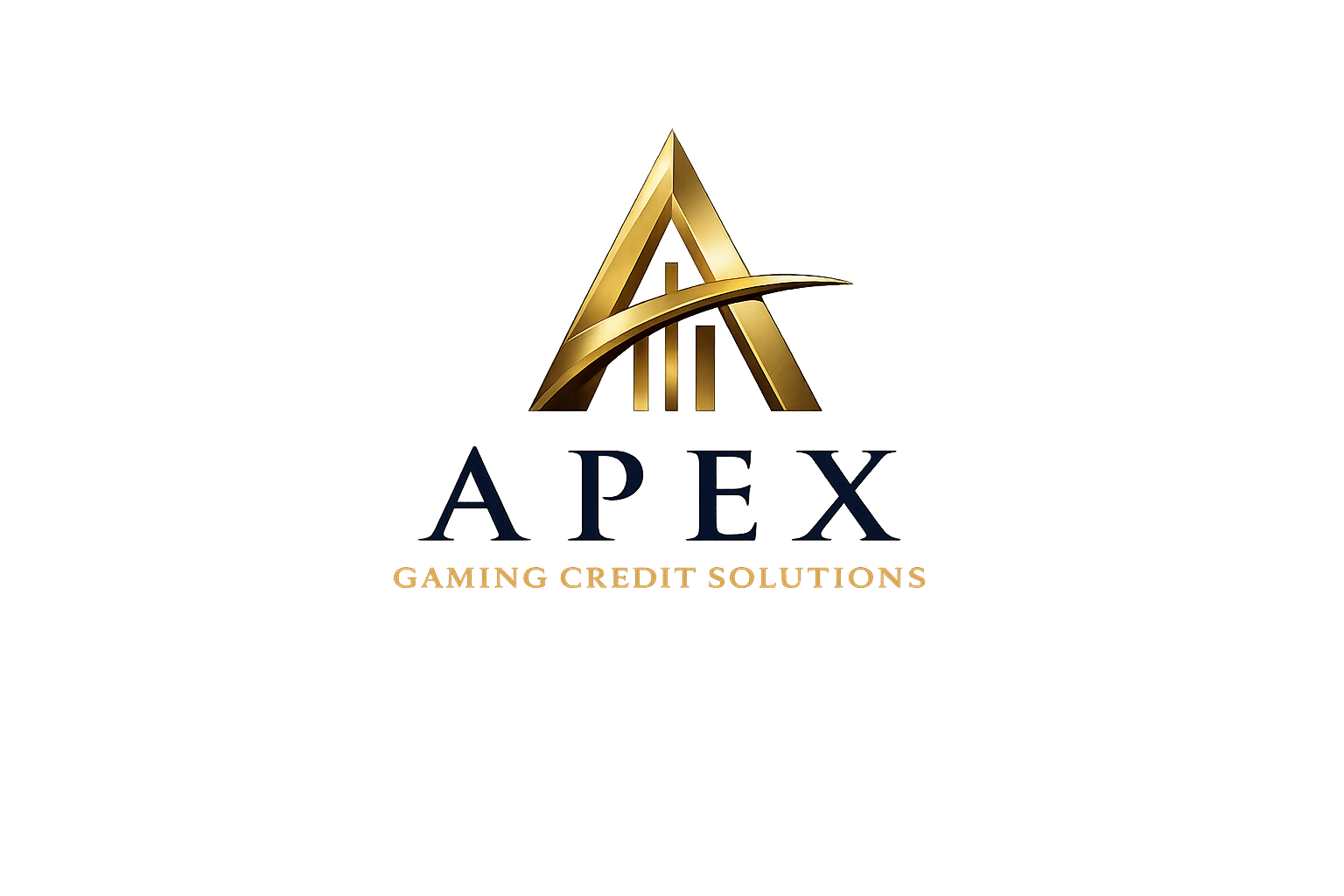Logo with a stylized golden letter A and the word 'APEX' underneath, with 'Gaming Credit Solutions' in smaller text below.