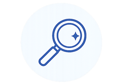Icon of a magnifying glass with a star inside the lens.