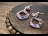 Faux Rhodonite Drop Studs