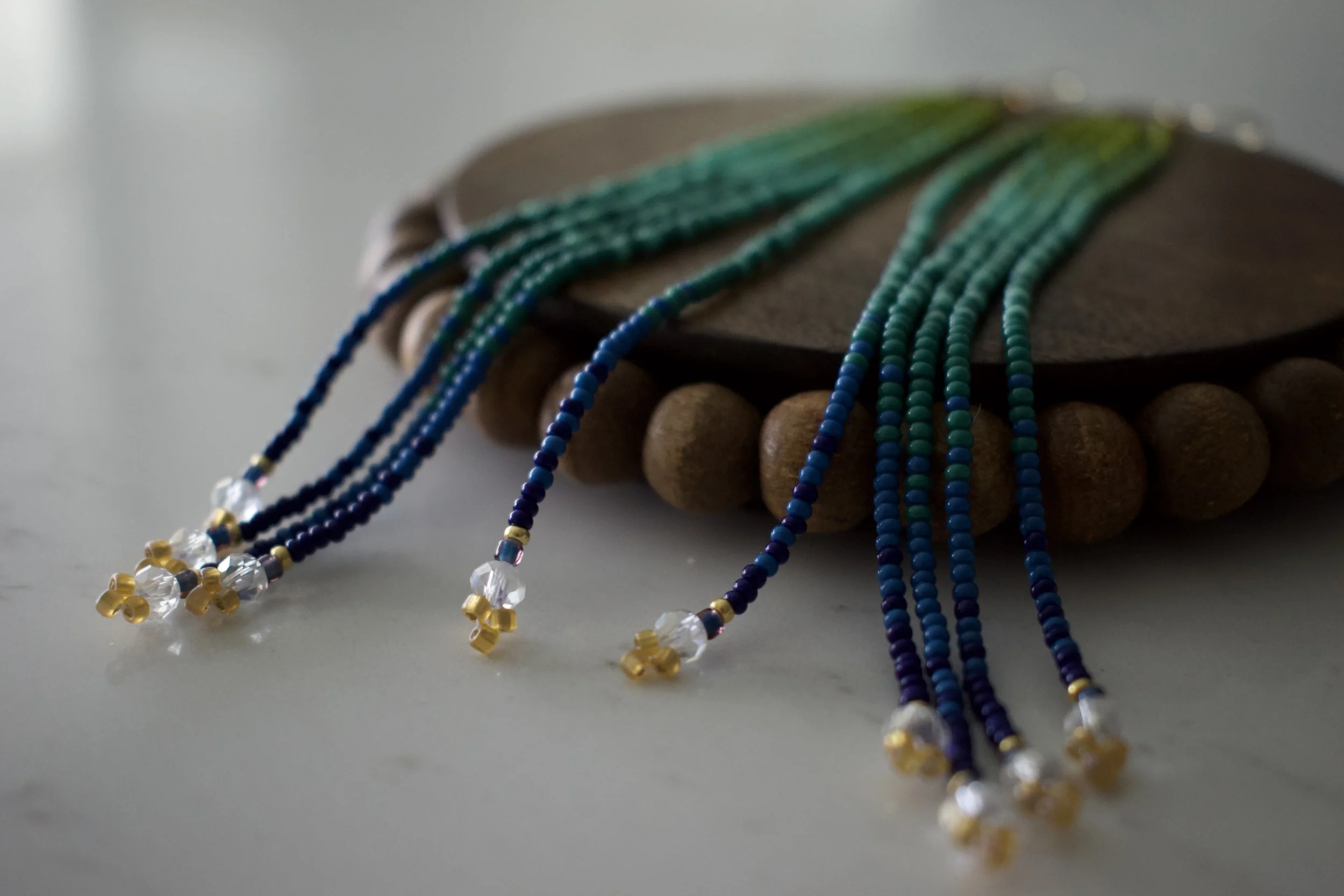 Colorful beaded earrings.