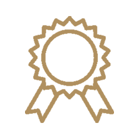 Gold medal with ribbons