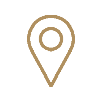 Map location icon with a circular pinpoint on a black background.