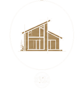 Illustration of a modern house under construction with a focus on architectural design.