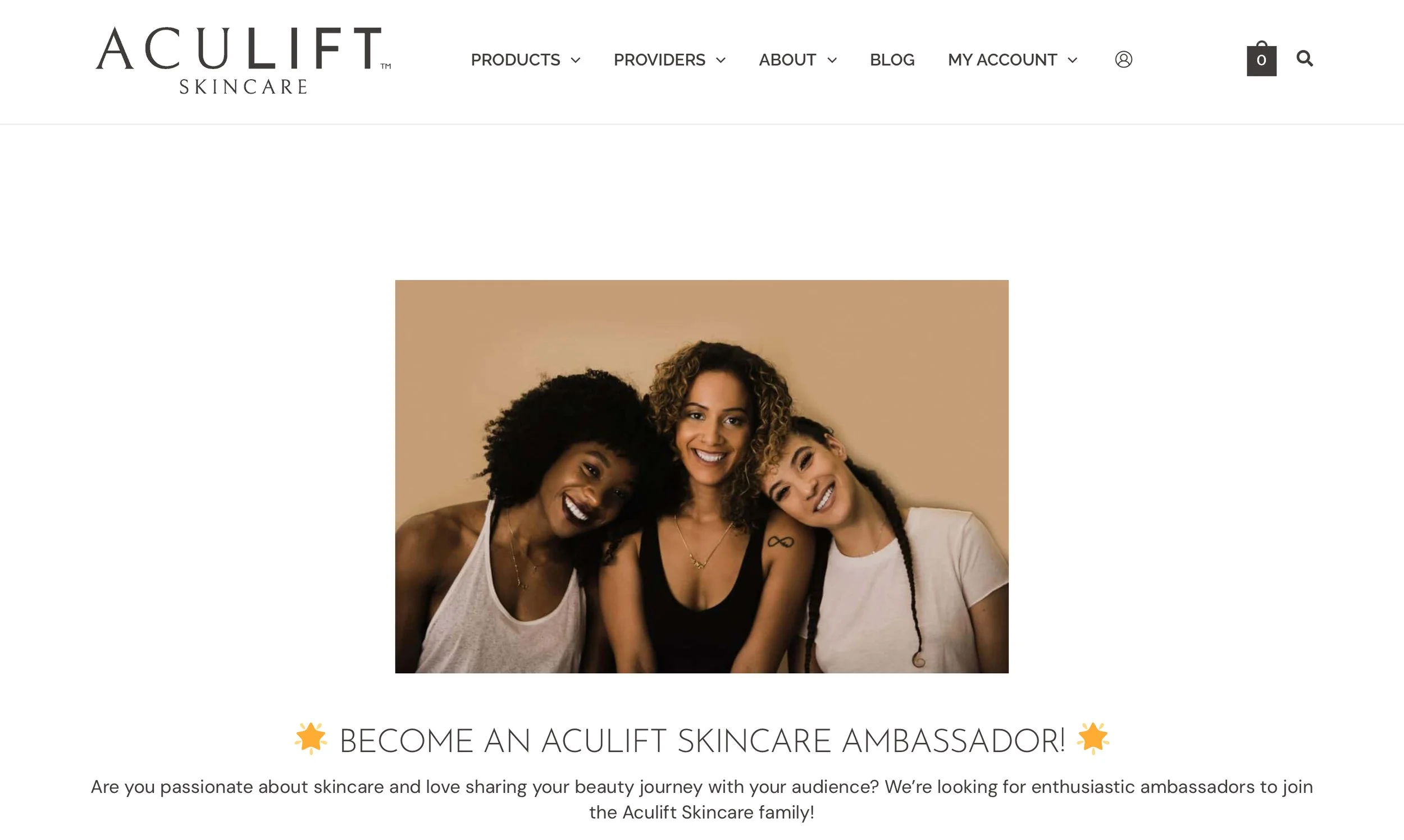 Landing Page with image of three smiling women