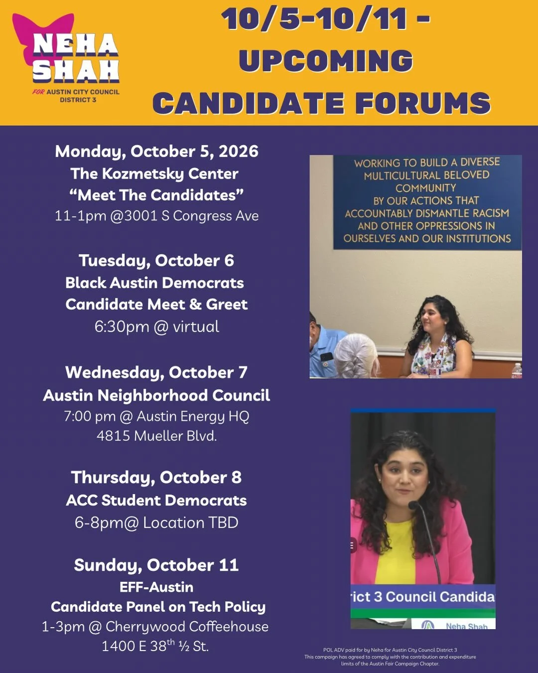 The week ahead. With only four weeks till the election, we are definitely NOT slowing down - but staying focused on voter engagement, showing up, and speaking up!