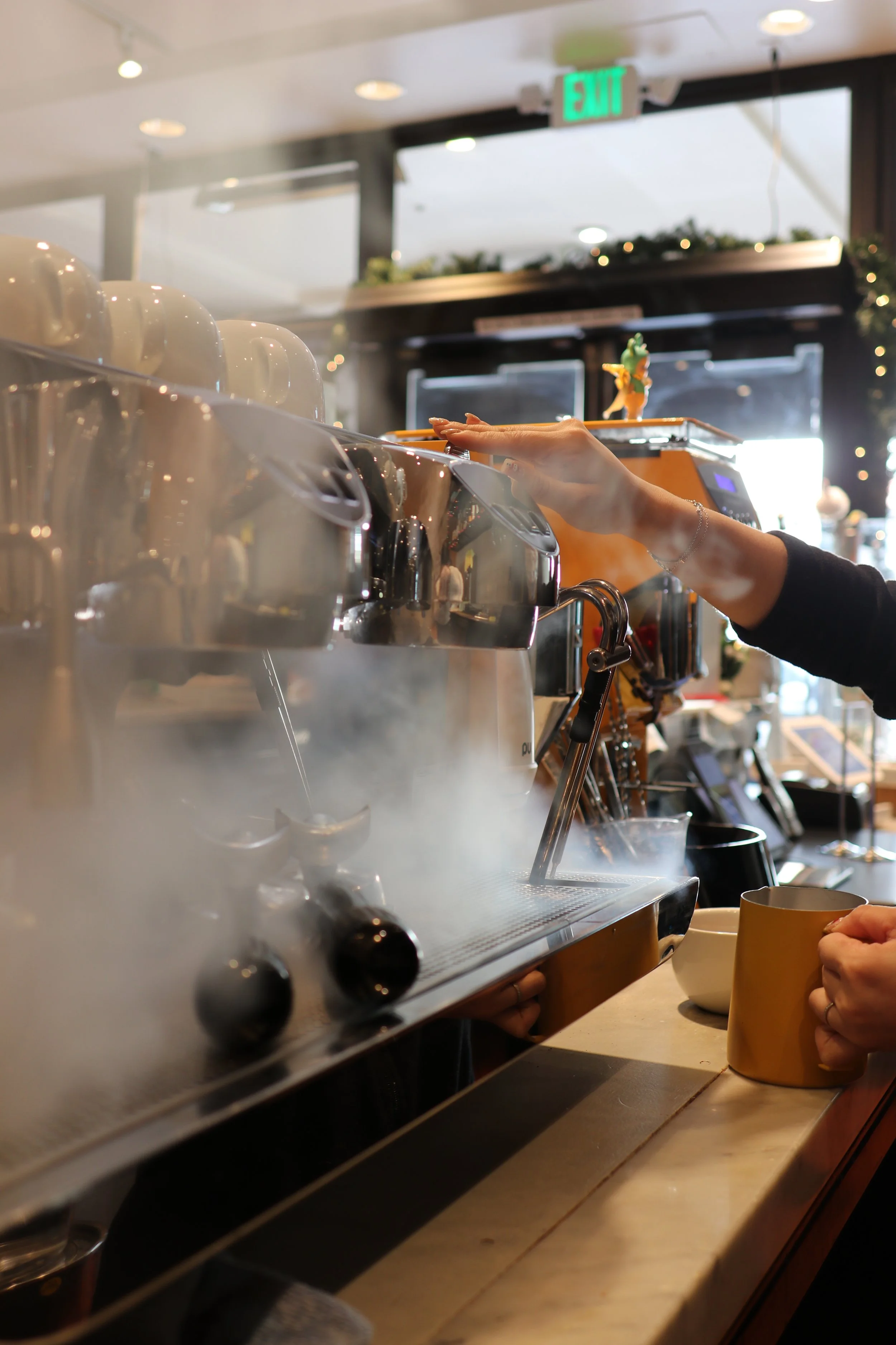 Barista making coffee