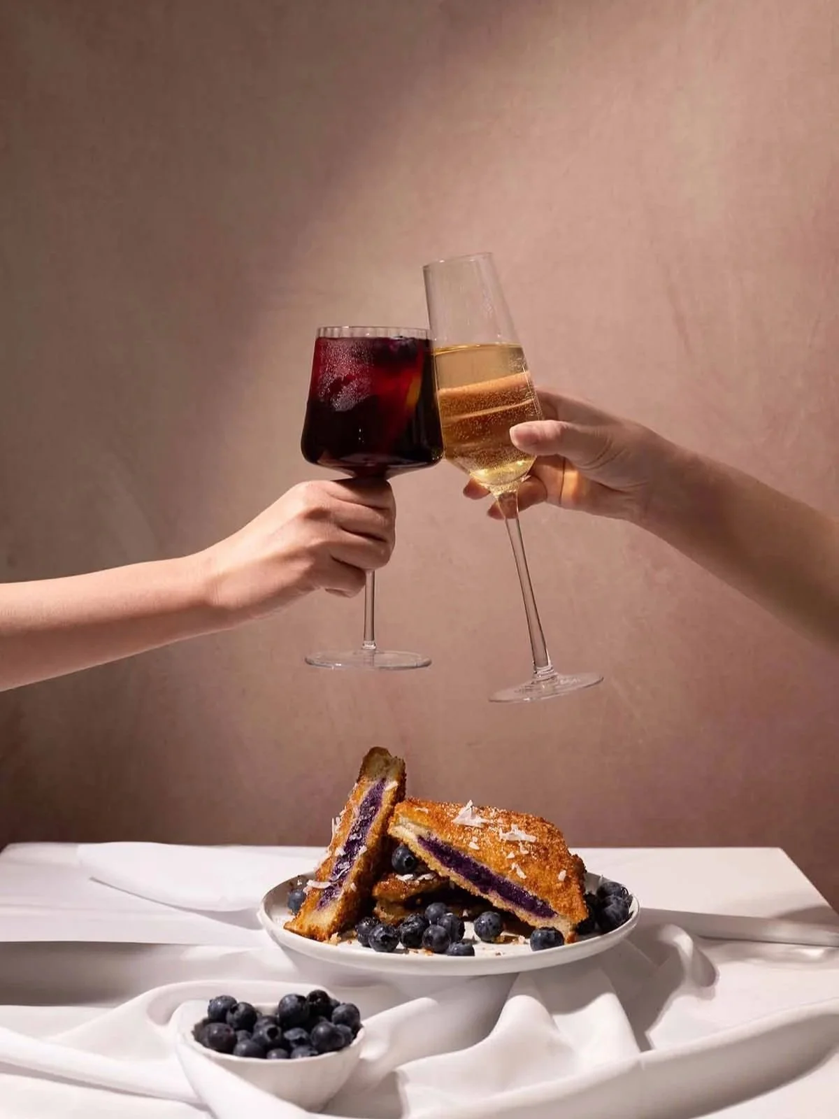 Toasting over ube French toast