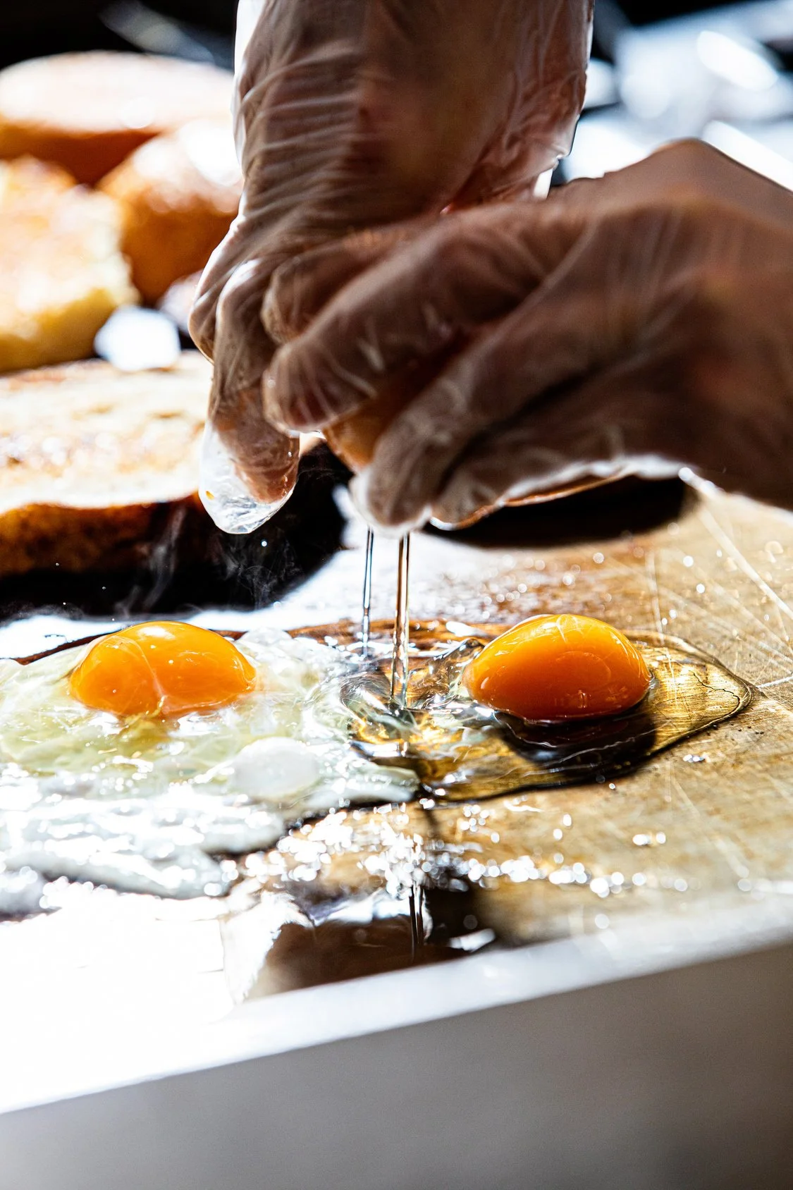 Chef cooking eggs