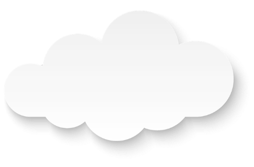 A white, cartoon-style cloud with a soft, fluffy appearance.