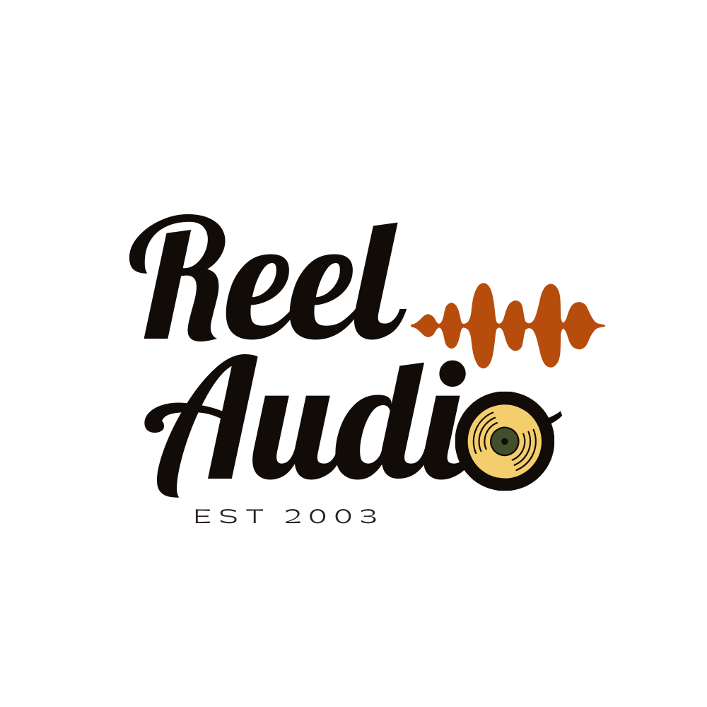 Logo of Reel Audio with a sound wave and a vinyl record, and text 'Established 2003'.